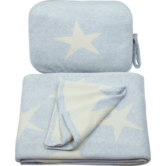 Stars Baby Blanket Set, Blue/Cream - Blankets - 3