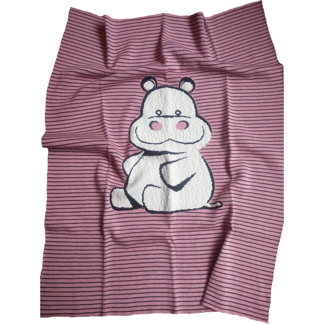 Happy Hippo Blanket, Pink - Blankets - 3