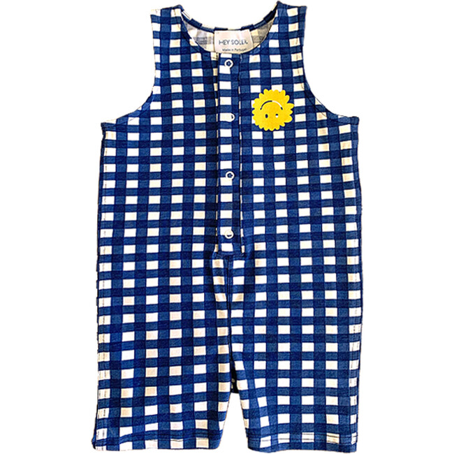 Gingham Playsuit, Blue - Rompers - 1