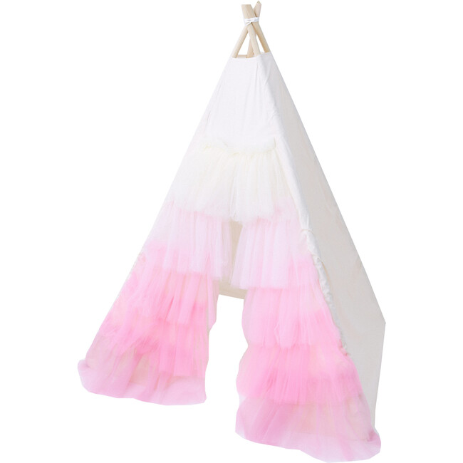 Ruffled Tulle Play Tent, Pink Ombre - Play Tents - 1