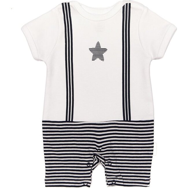 Star Graphic Romper, White - Rompers - 1