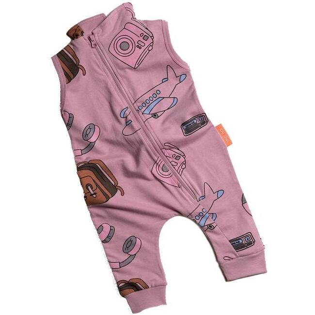 Travel Diagonal Zip Jumpsuit, Mauve