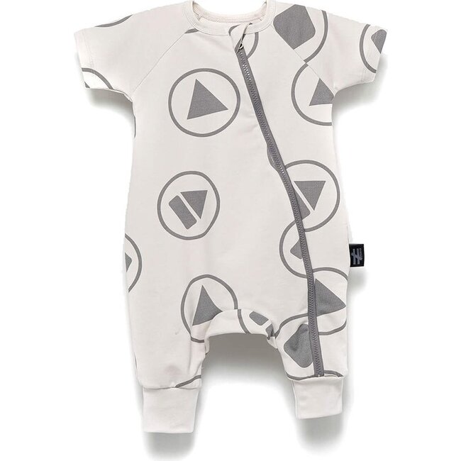 Play Diagonal Zip Bodysuit, Gray - Onesies - 1