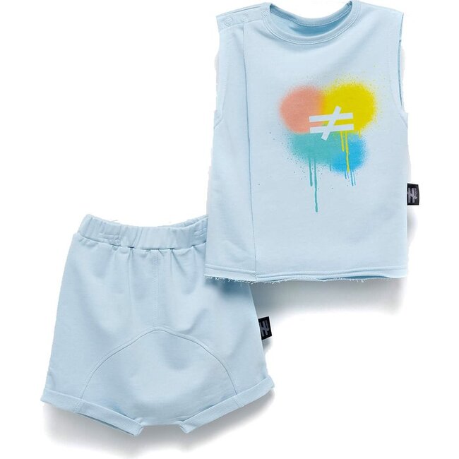 Paint Tank Top Set, Blue - Mixed Apparel Set - 1