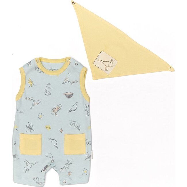 Overall Romper & Bib Set, Mint - Mixed Apparel Set - 1
