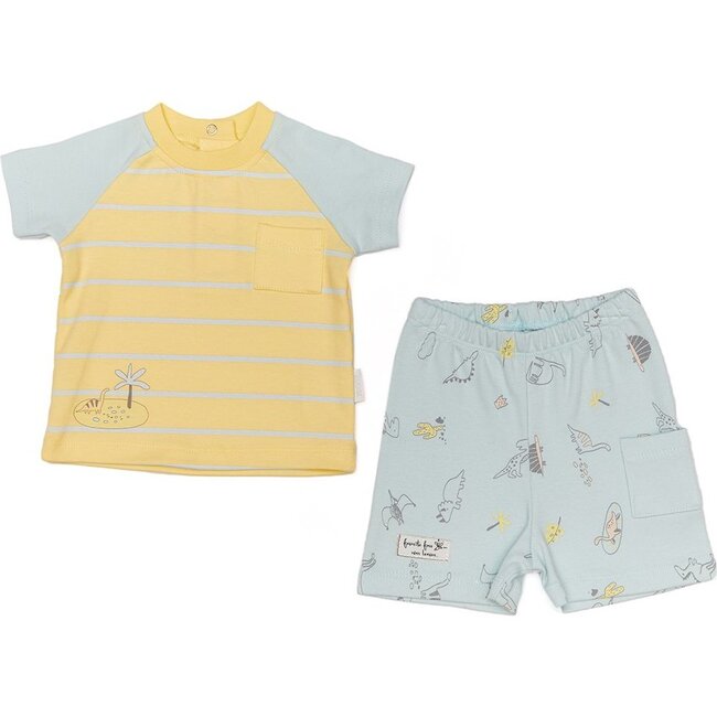 Dinosaur Team Outfit Set, Yellow - Mixed Apparel Set - 1