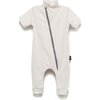 Diagonal Zip Bodysuit, Grey - Onesies - 1 - thumbnail