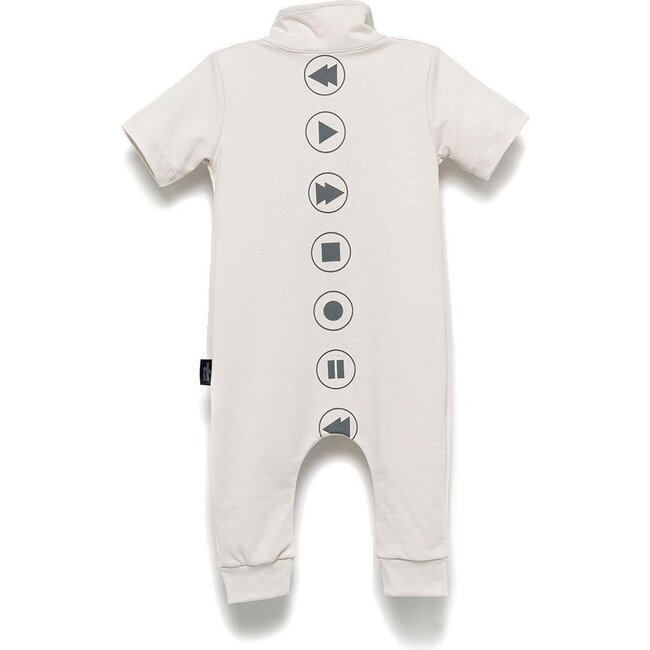 Diagonal Zip Bodysuit, Grey - Onesies - 2