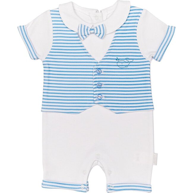Cute Whale Overall Romper, Blue - Rompers - 1
