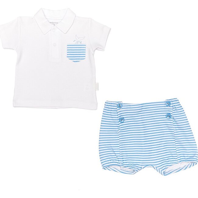 Chic Striped Outfit Set, White