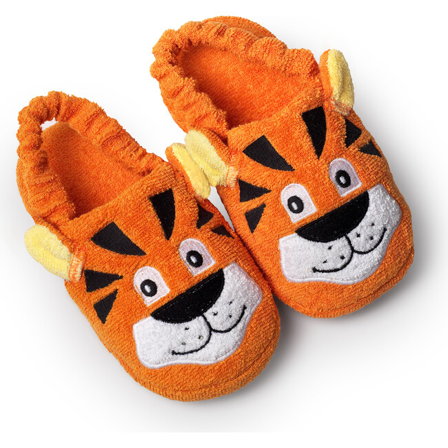 Tiger Slippers, Orange - Yikes Twins Robes & Slippers | Maisonette