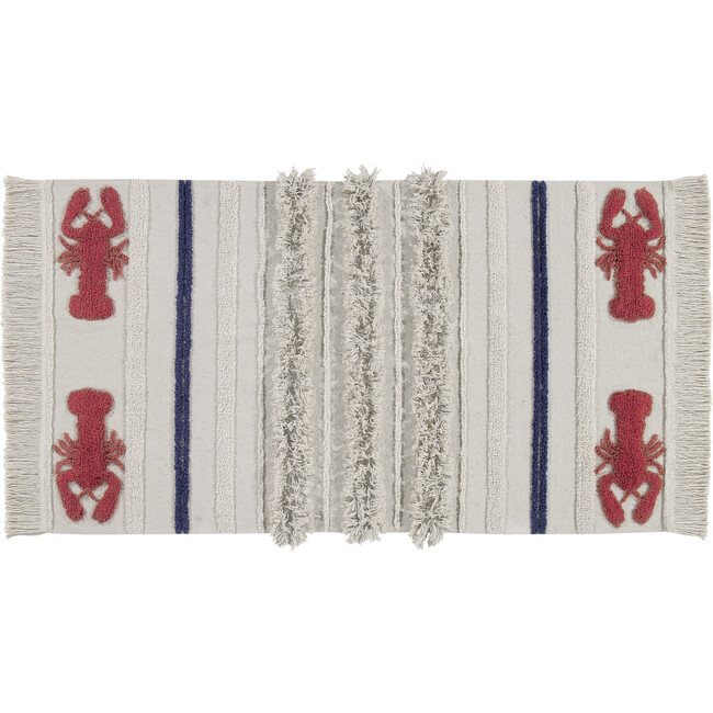 Mini Lobster XS Washable Rug, Ivory/Red