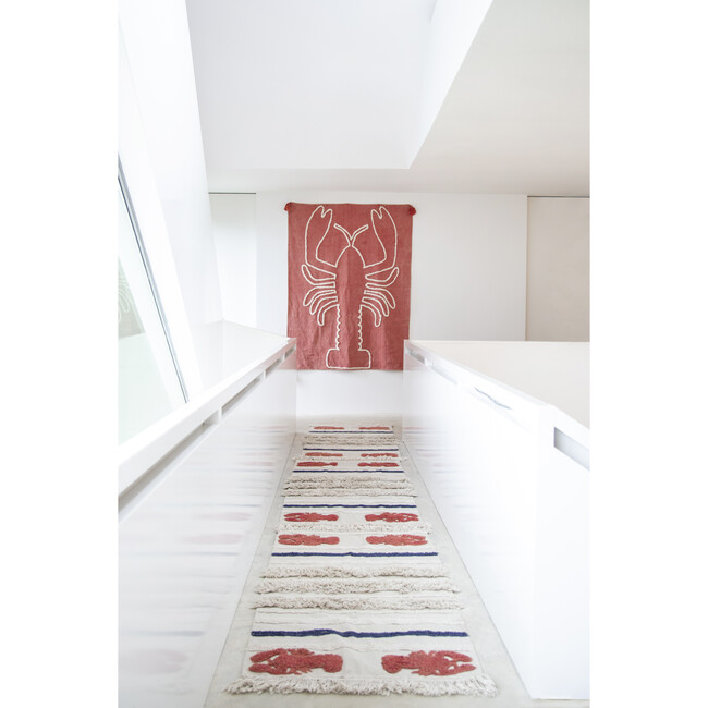 Mini Lobster XS Washable Rug, Ivory/Red
