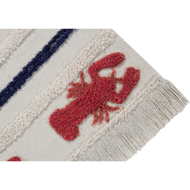 Mini Lobster XS Washable Rug, Ivory/Red - Rugs - 8