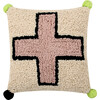 Cross Washable Pillow, Pink/Natural - Decorative Pillows - 1 - thumbnail