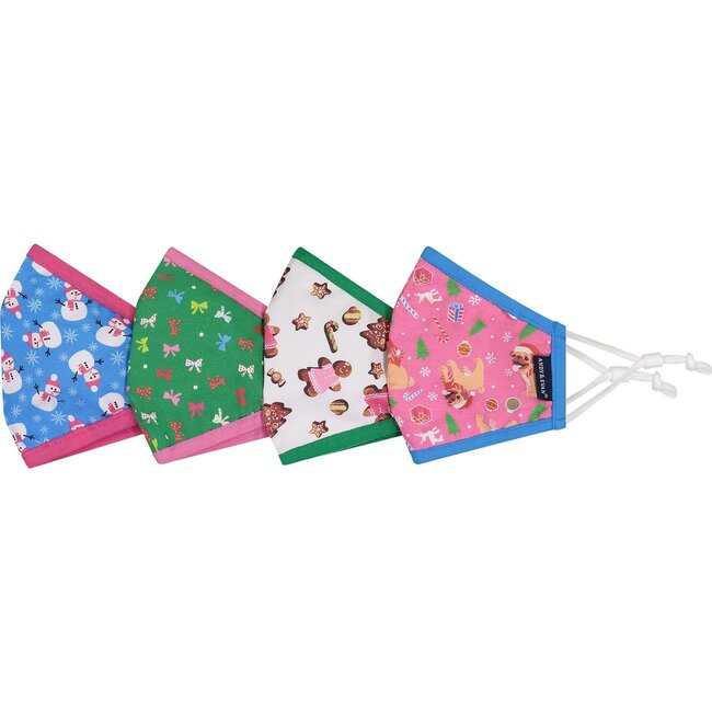 4-Pack Child Holiday Face Masks, Cookies & Snowmen - Face Masks - 1