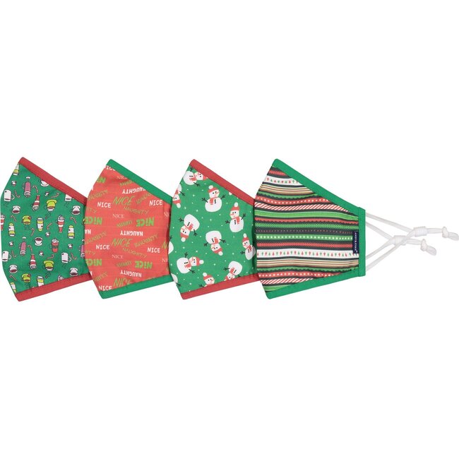 4-Pack Adult Holiday Face Masks, Naughty or Nice - Face Masks - 1