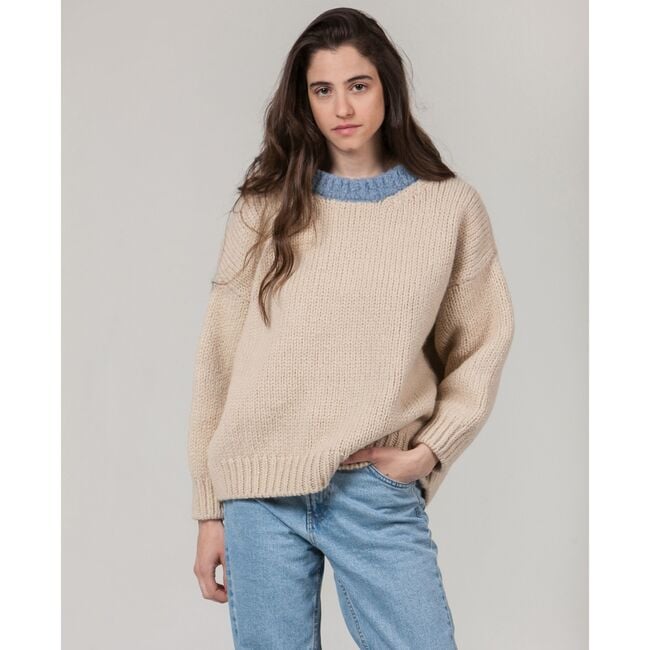 Women's Sweater,Oyster / Azzurro
