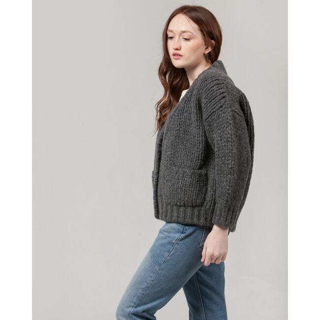 Women's Cardigan, Dark Grey - Cardigans - 3