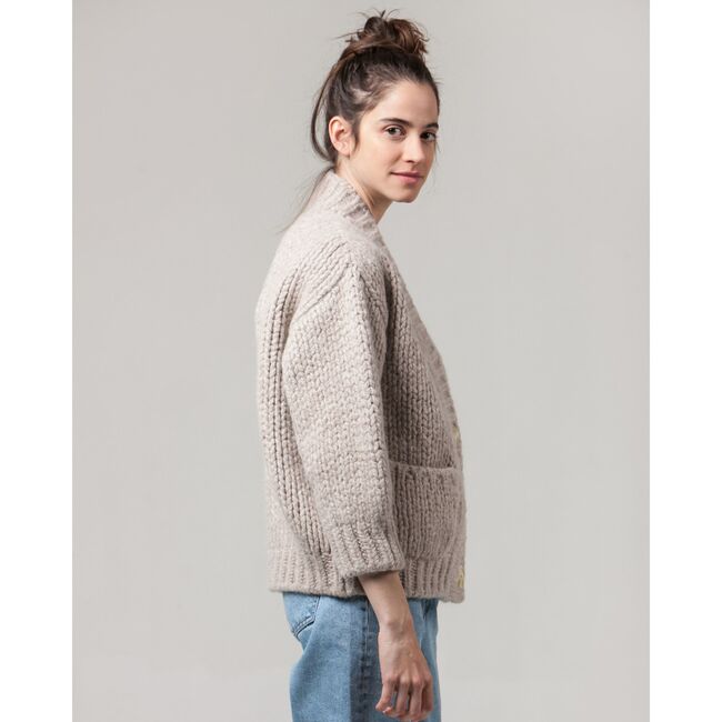Women's Trudi Cardigan, Écru Chiaro - Cardigans - 3