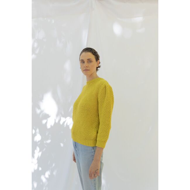Women's Cotton Sweater, Golden Yellow - Sweaters - 3