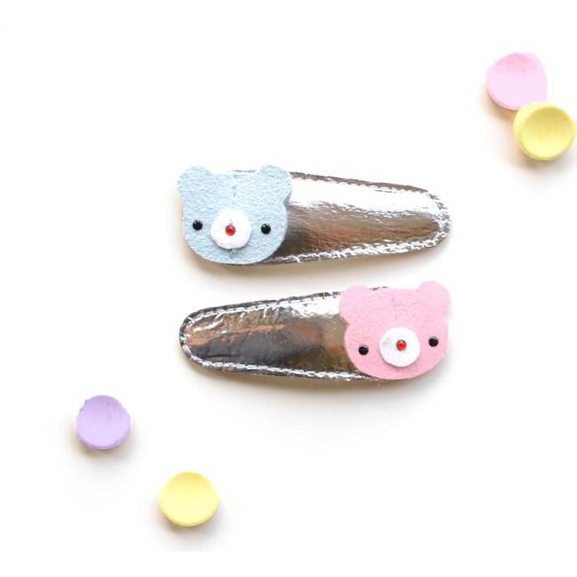 Teddy Clips, Silver - Hair Accessories - 1