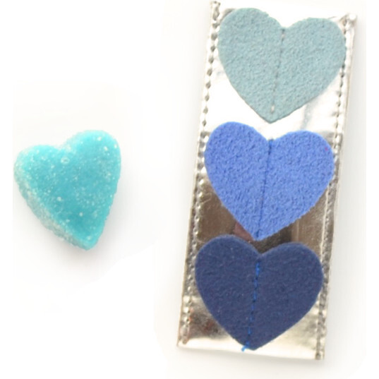 Tripple Heart Clips, Blue - Hair Accessories - 1