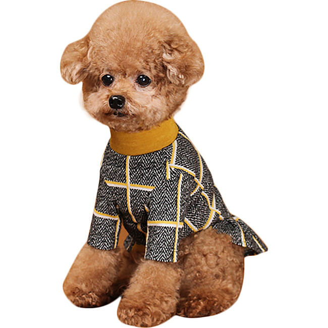 Check Dog Dress, Mustard - Dog Clothes - 1