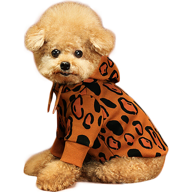 Animal Print Dog Hoodie, Brown - Dog Clothes - 1