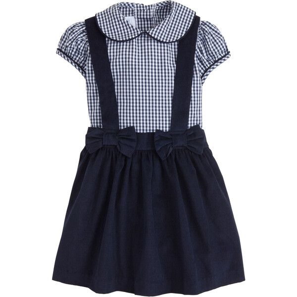 Bellfield Bow Jumper Set, Navy Gingham - Little English Dresses ...