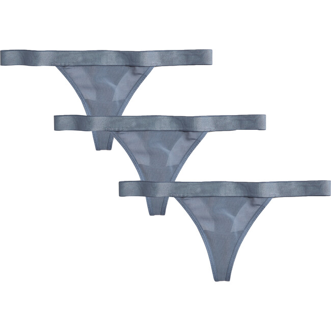 Women's Sieve Thong 3 Pack, Slate - Underwear - 1