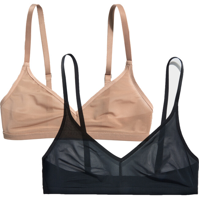 Women's Sieve Non-Wire Bra 2 Pack, Black & Buff - Bras - 1
