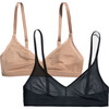 Women's Sieve Non-Wire Bra 2 Pack, Black & Buff - Bras - 1 - thumbnail