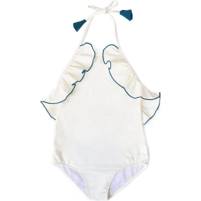 Linda One Piece, Ivory/Teal - One Pieces - 1
