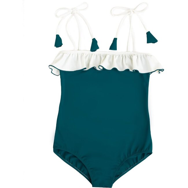 Lily One Piece Swimsuit, Teal/Ivory