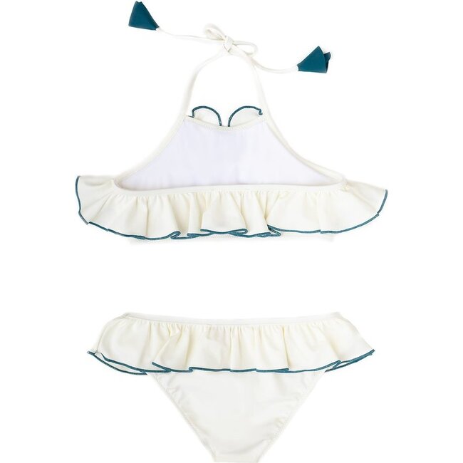 Leila Bikini, Ivory/Teal - Two Pieces - 3
