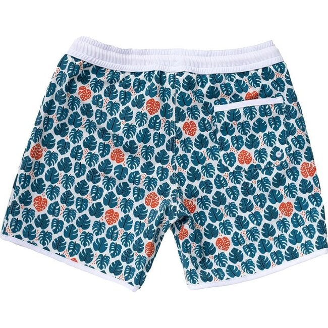 Tommaso Shorts, Tropical Leaves Teal - Swim Trunks - 3