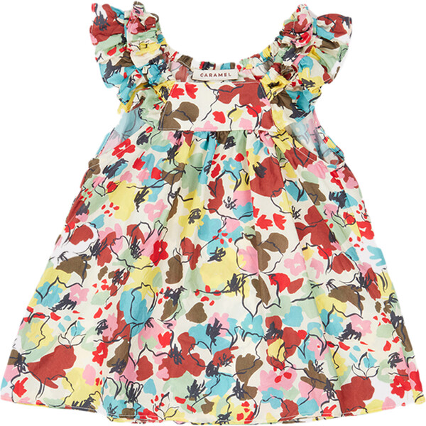 Mulloway Baby Dress, Painted Flower - Caramel Dresses | Maisonette