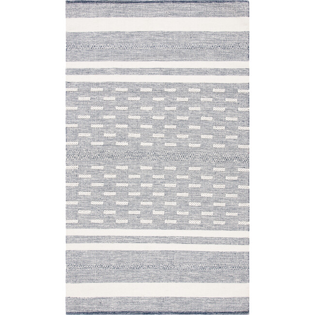Striped Kilim Asher Rug, Navy/Cream