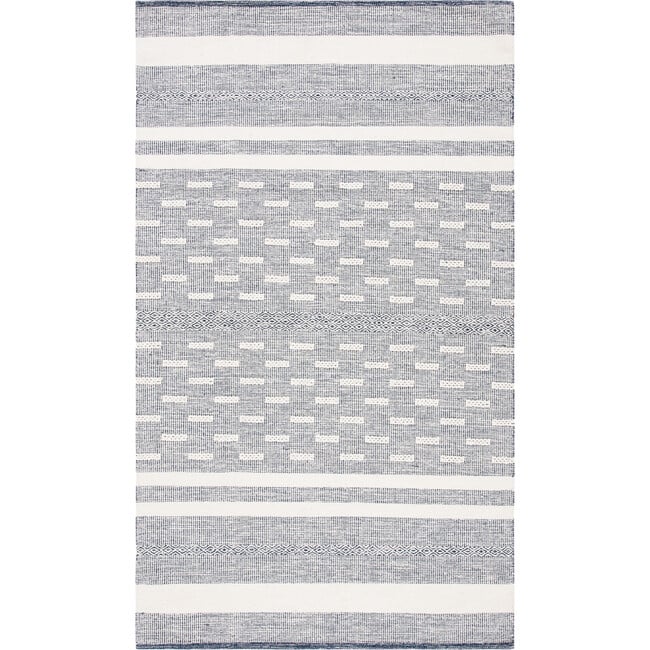 Striped Kilim Asher Rug, Navy/Cream