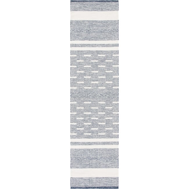 Striped Kilim Asher Rug, Navy/Cream - Rugs - 5