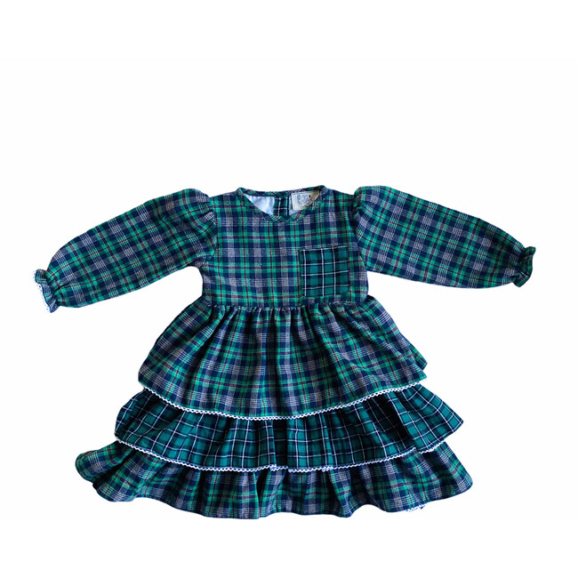 Tiered Dress, Green Tartan - Dresses - 1