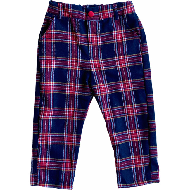 Hamish Trousers, Navy Tartan - Pants - 1