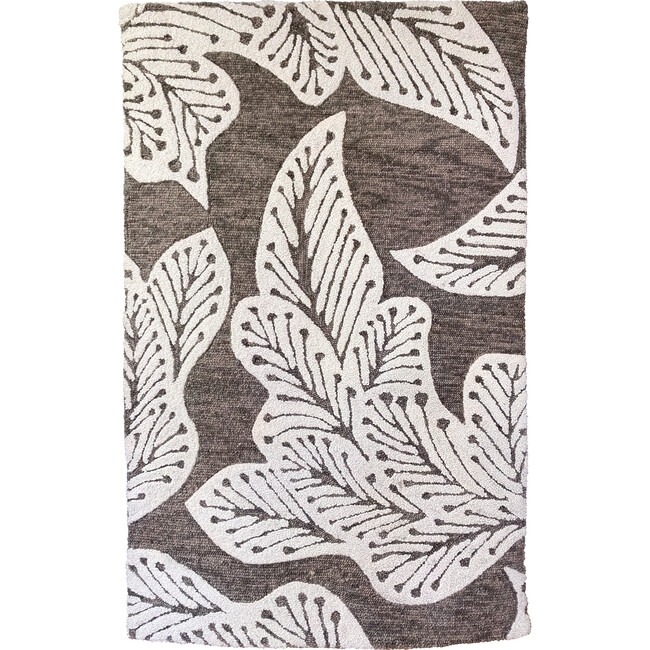 Leaf Wool Rug, Taupe - Rugs - 1