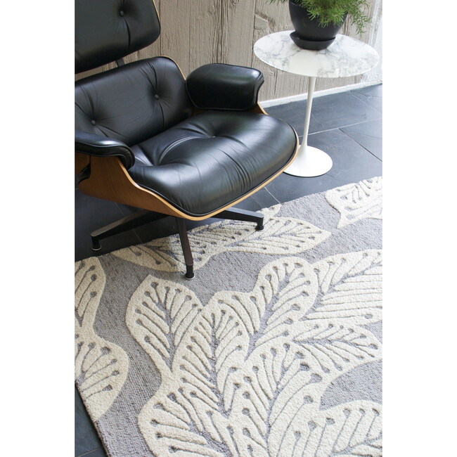 Leaf Wool Rug, Grey - Rugs - 2