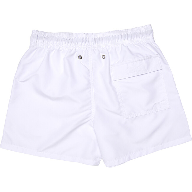 Men's White Band Swim Trunks, Mid