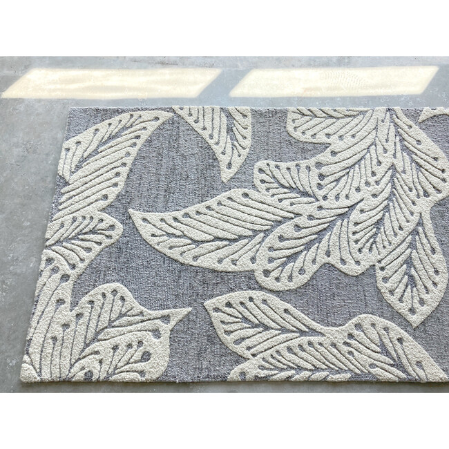 Leaf Wool Rug, Grey - Rugs - 5