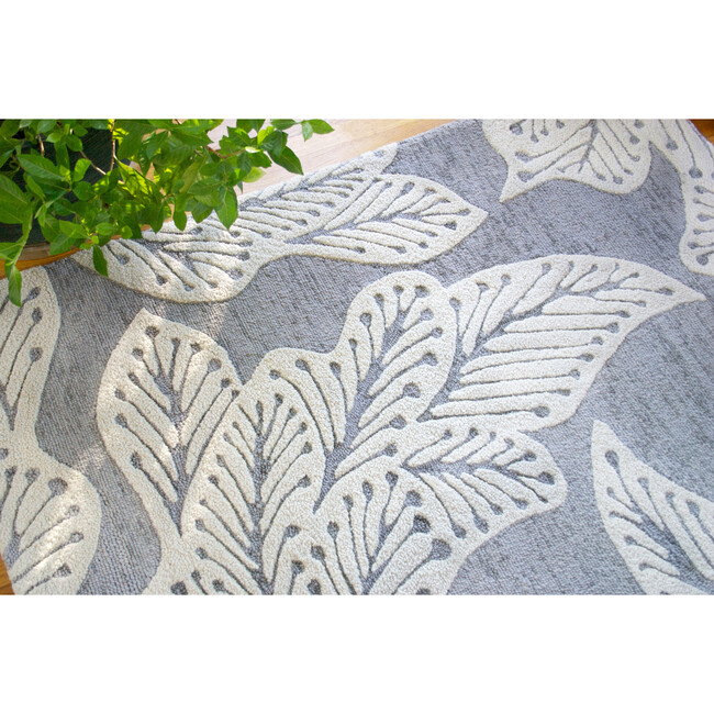 Leaf Wool Rug, Grey - Rugs - 7