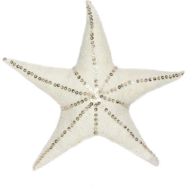 Wool Holiday Tree Topper, Gold Star - Toppers - 1