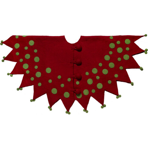 Felt Christmas Tree Skirt, Jester in Red and Green